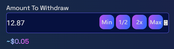 The withdrawal amount field
